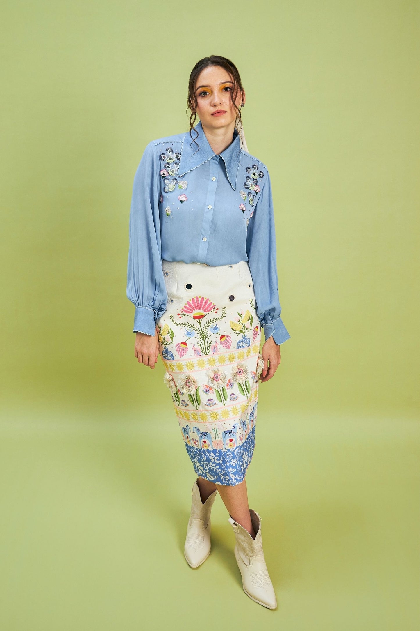 Blooma Blue Embellished Ladies Shirt