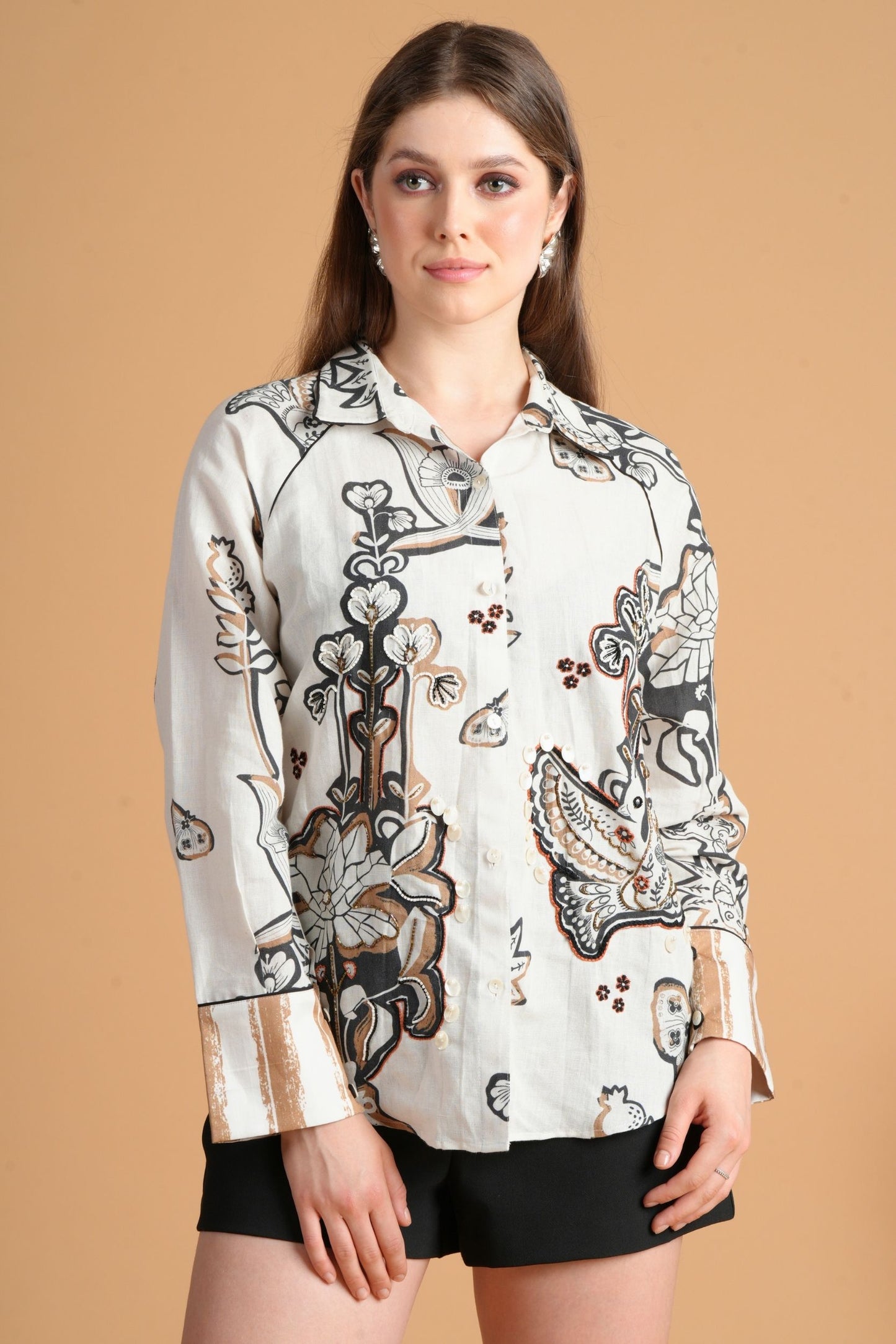 Soraya Printed Ladies Embellished Shirt