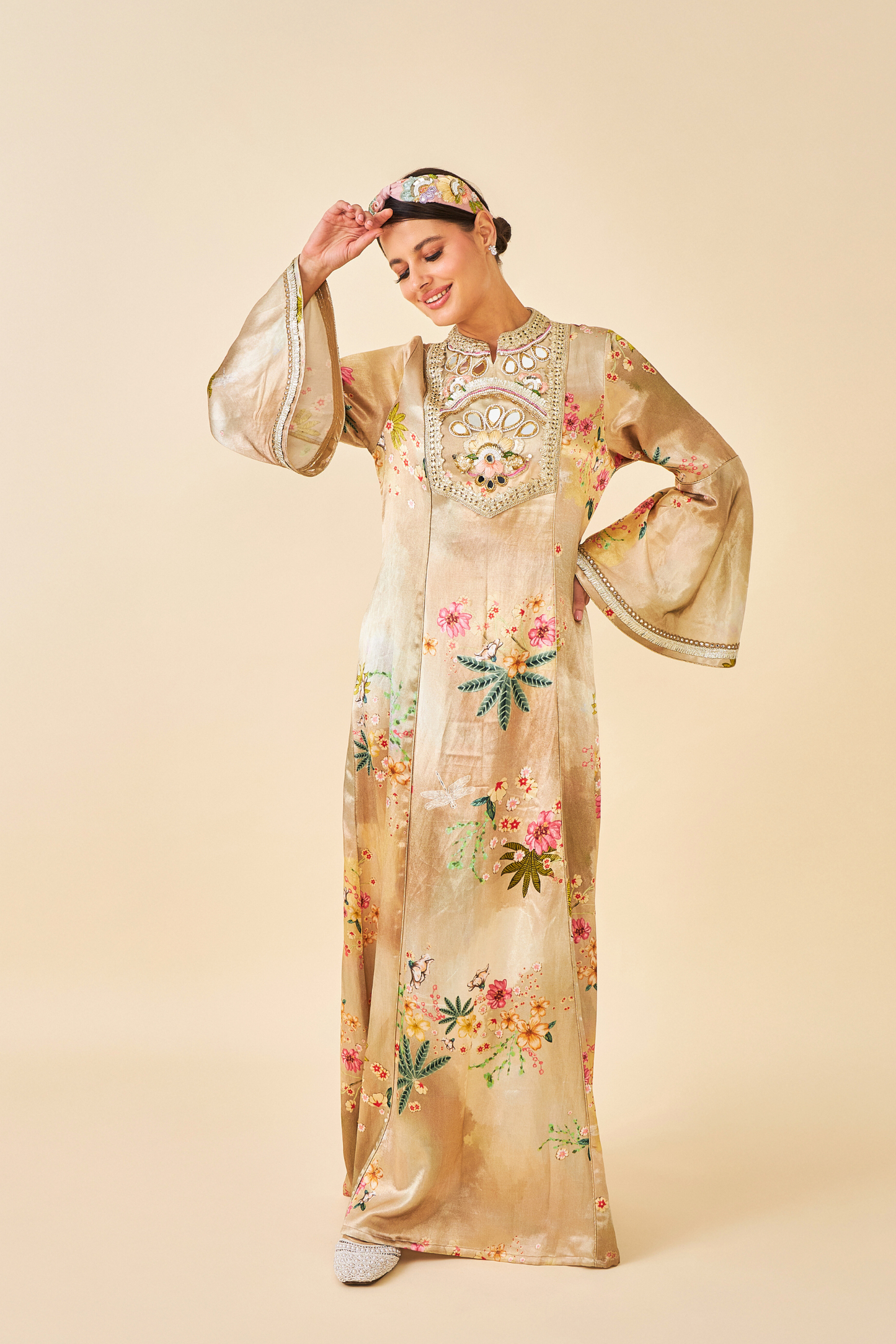 Clea Gold Ladies Long Dress