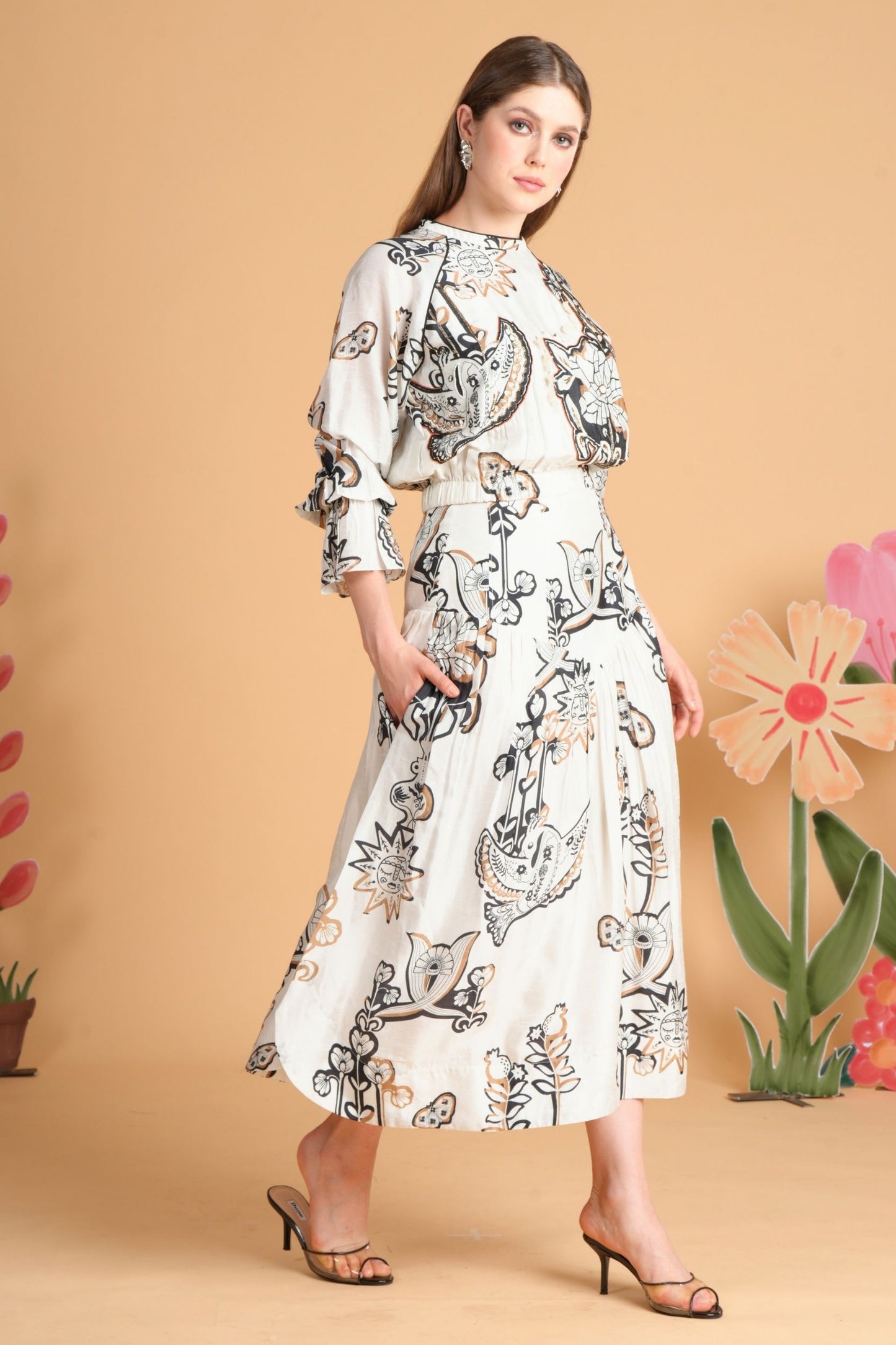 Soraya Embellished Ladies Blouse & Skirt Coord (Set Of 2 Pcs)