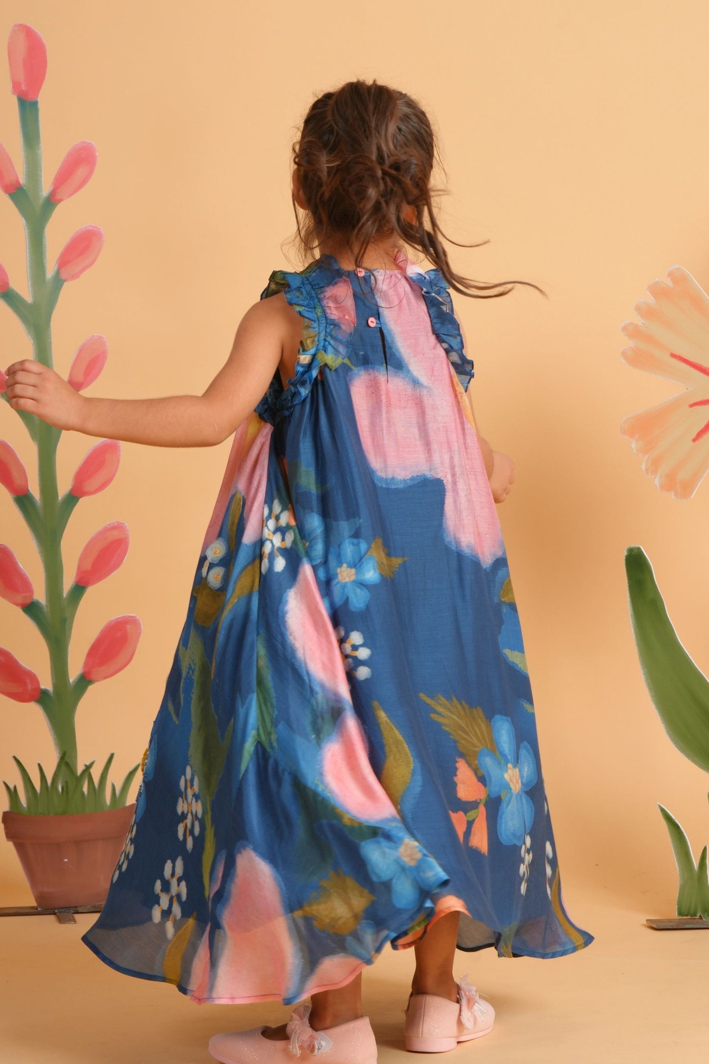 Iris Bloom Girls Embroidered Flared Dress