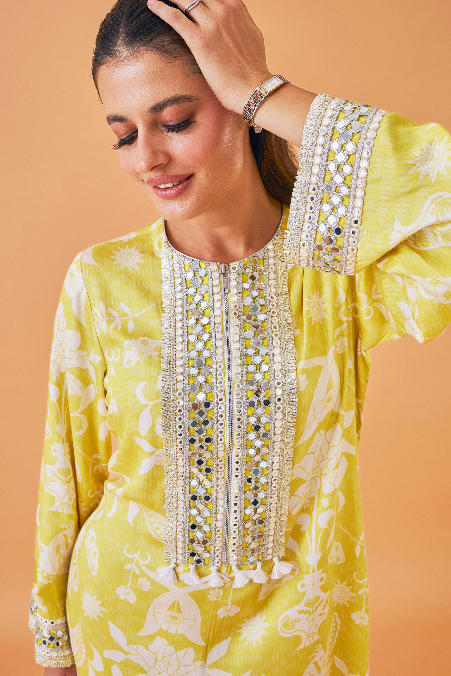 Dala Coat with Poppy Yellow Long Dress