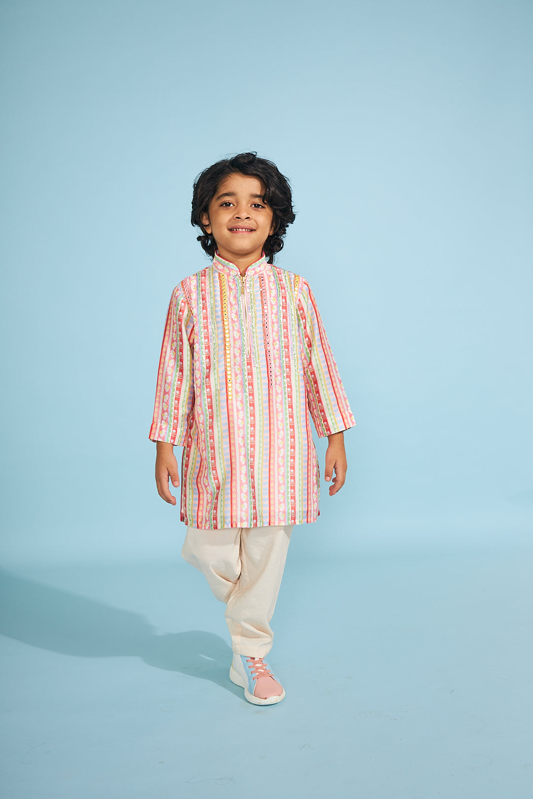 Candy Stripe Boys  Embellished Tunic Trouser Coord (2 Pc Set)