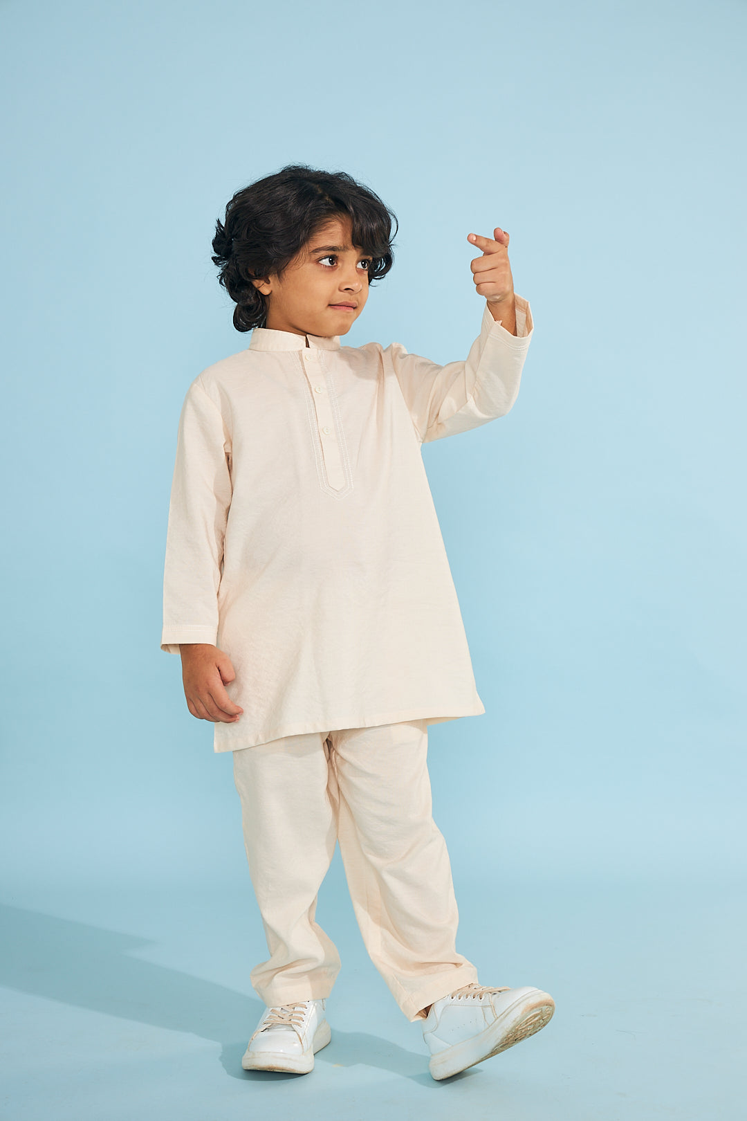 Candy Stripe Embellished Boys Jacket With Cream Kurta Trouser (3 Pc)