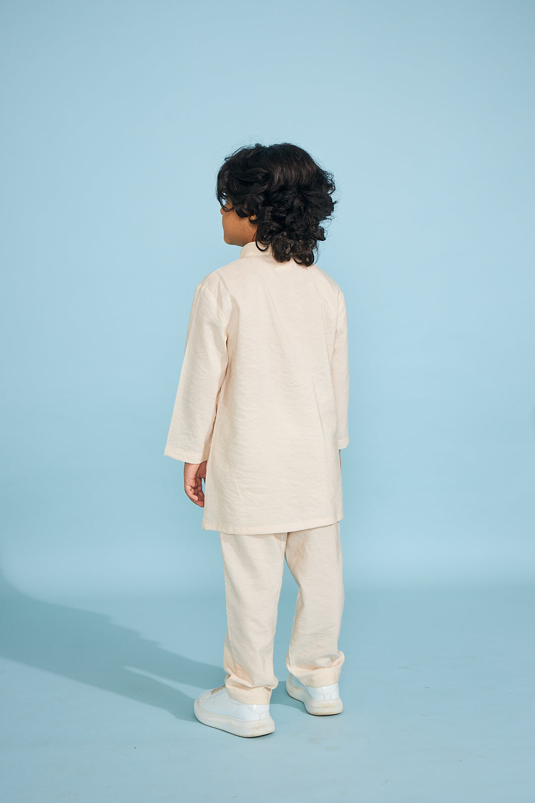 Cream Boys Kurta Trouser Coord (2 Pc Set)