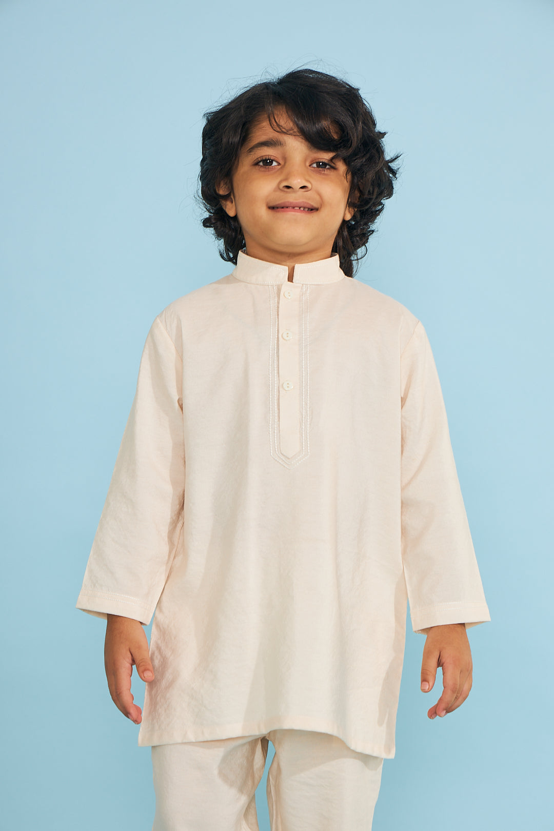 Candy Stripe Embellished Boys Jacket With Cream Kurta Trouser (3 Pc)