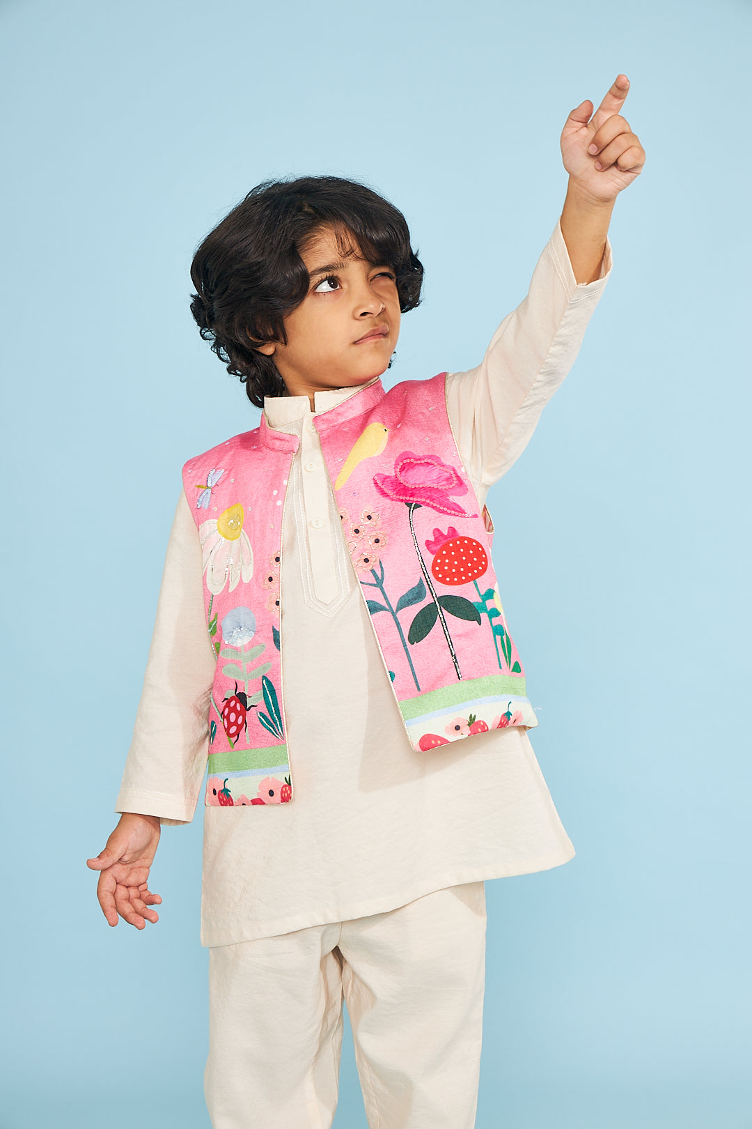 Strawberry Embellished Boys Reversible Jacket (1 Pc)