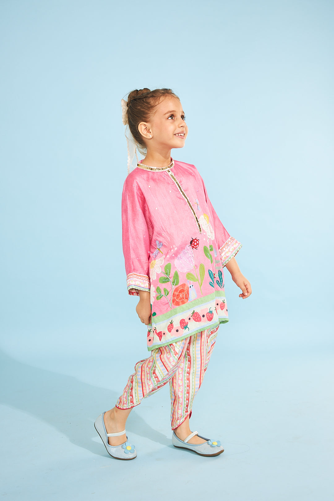 Strawberry Girls Embellished Tunic With Trousers (2 Pc Set)