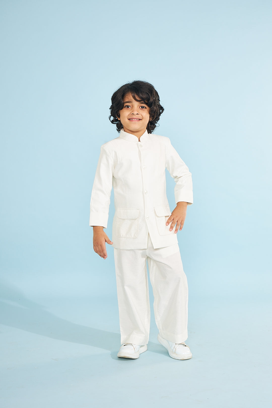 White Boys  Jacket With Trouser Coord (2 Pc Set)