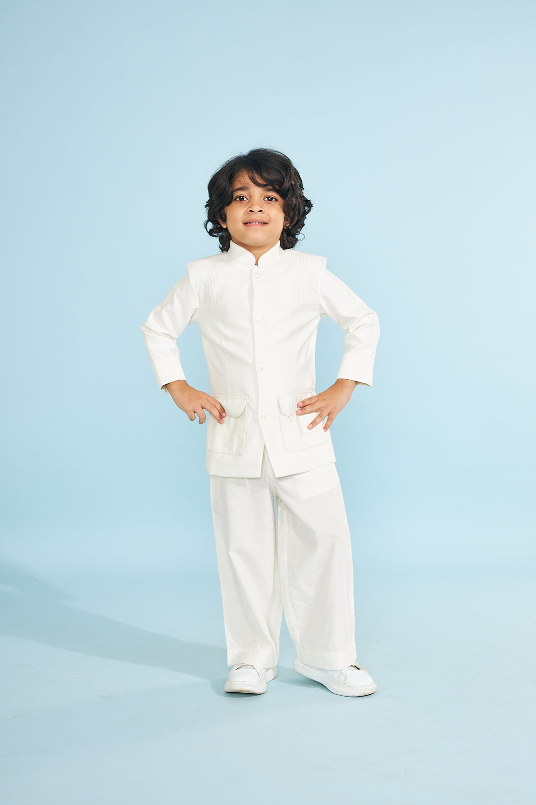 White Boys  Jacket With Trouser Coord (2 Pc Set)