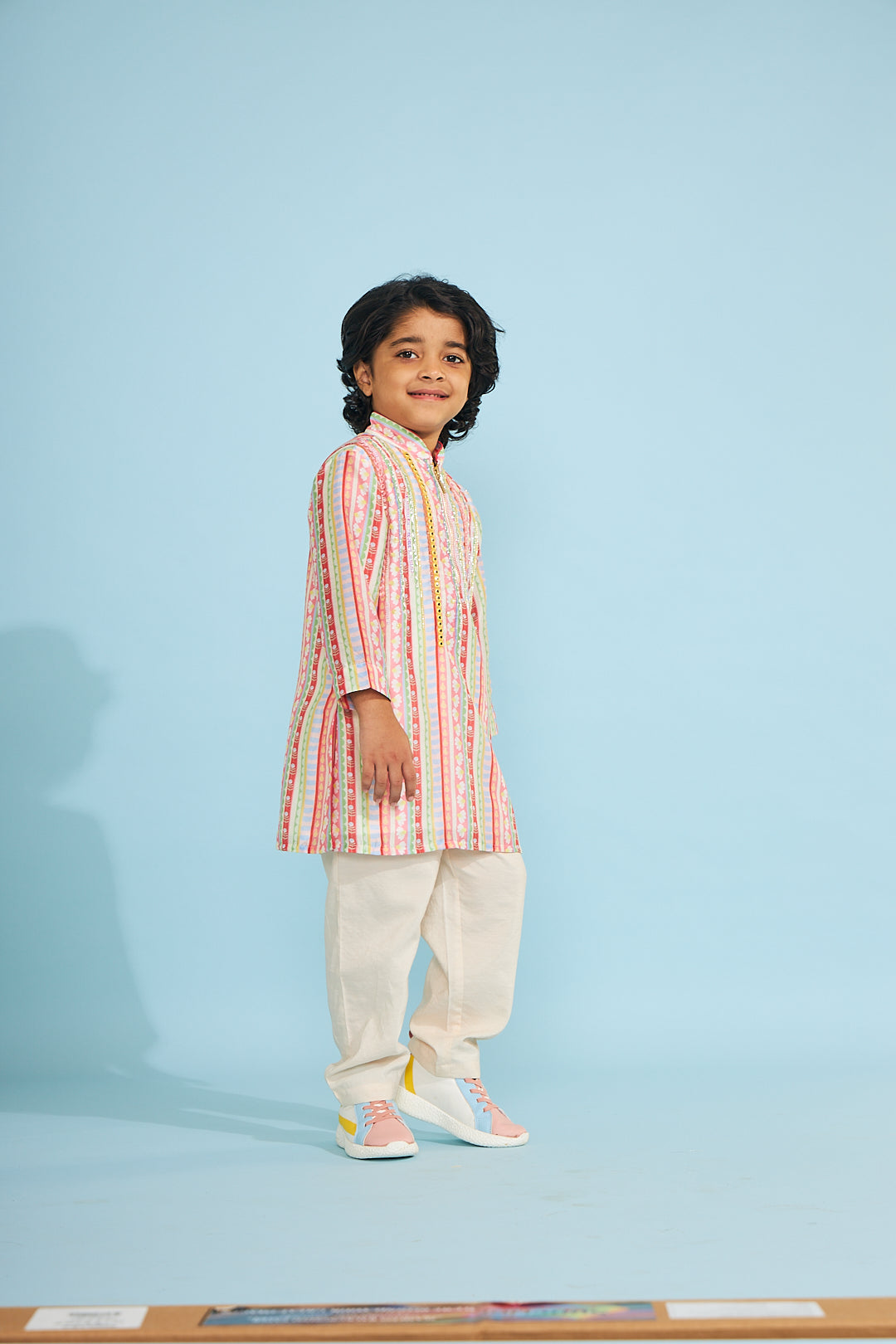 Candy Stripe Boys  Embellished Tunic Trouser Coord (2 Pc Set)