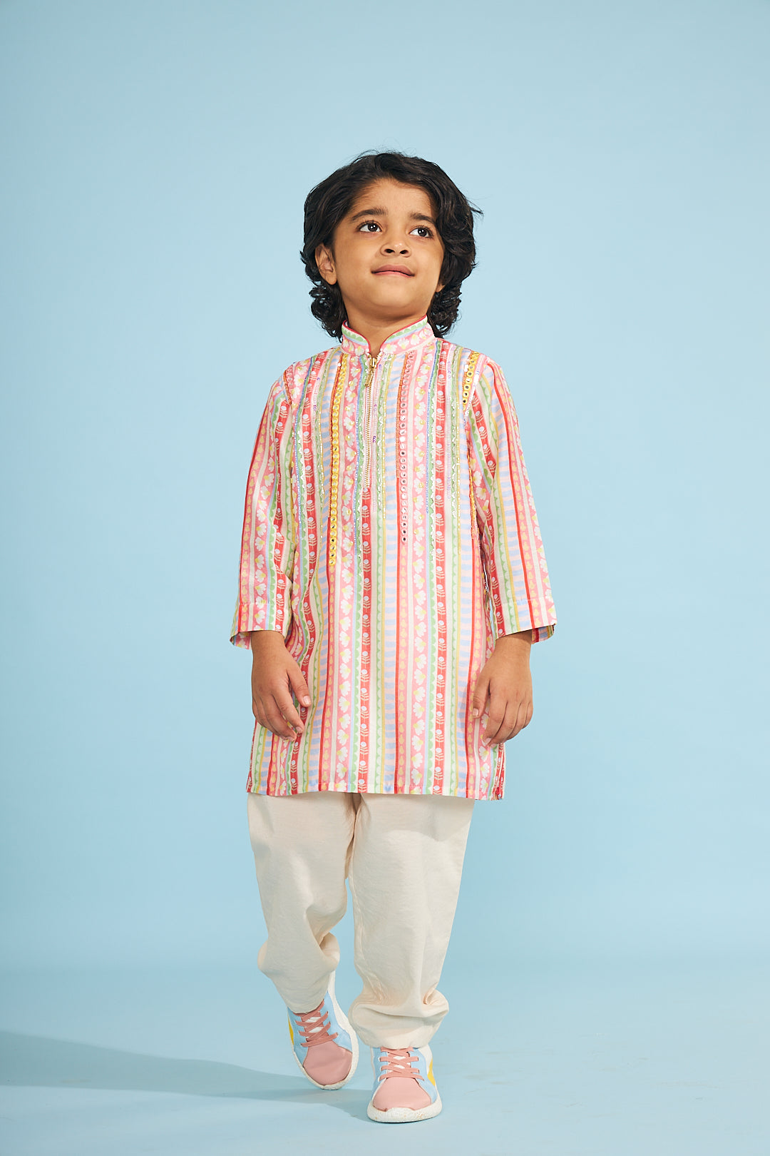 Candy Stripe Boys Embellished Jacket With Tunic And Trouser Coord (3 Pc Set)