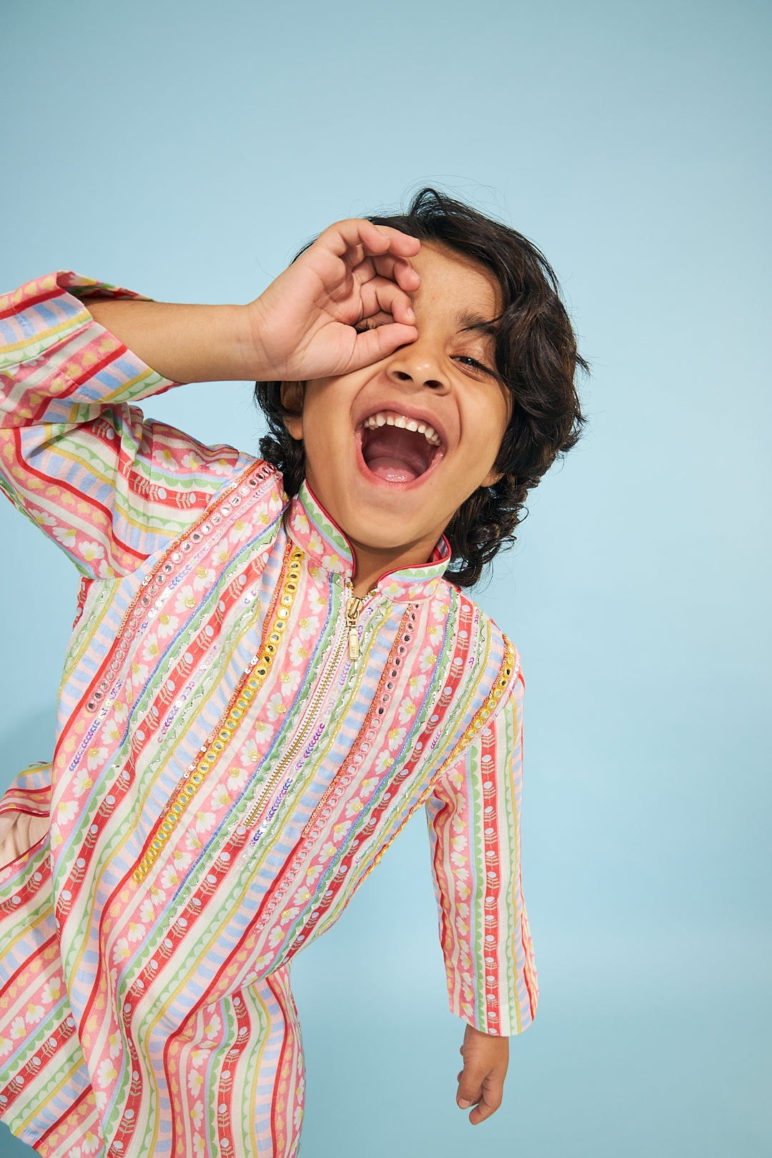 Candy Stripe Boys Embellished Jacket With Tunic And Trouser Coord (3 Pc Set)