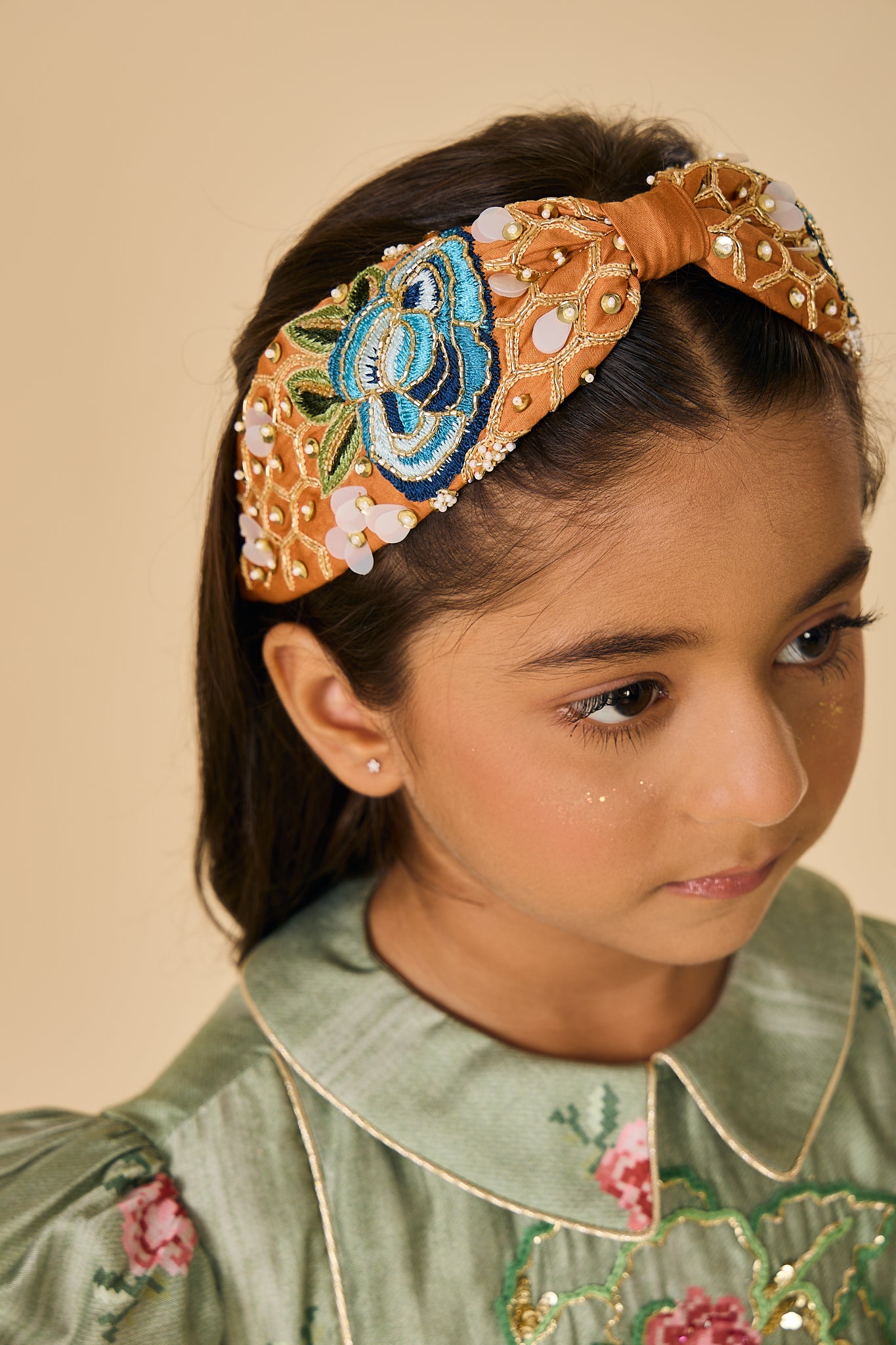 Tan rose embellished headband