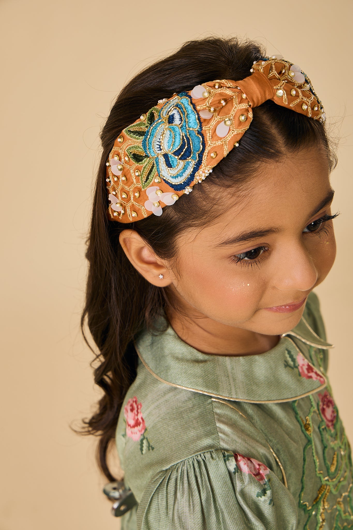 Tan rose embellished headband