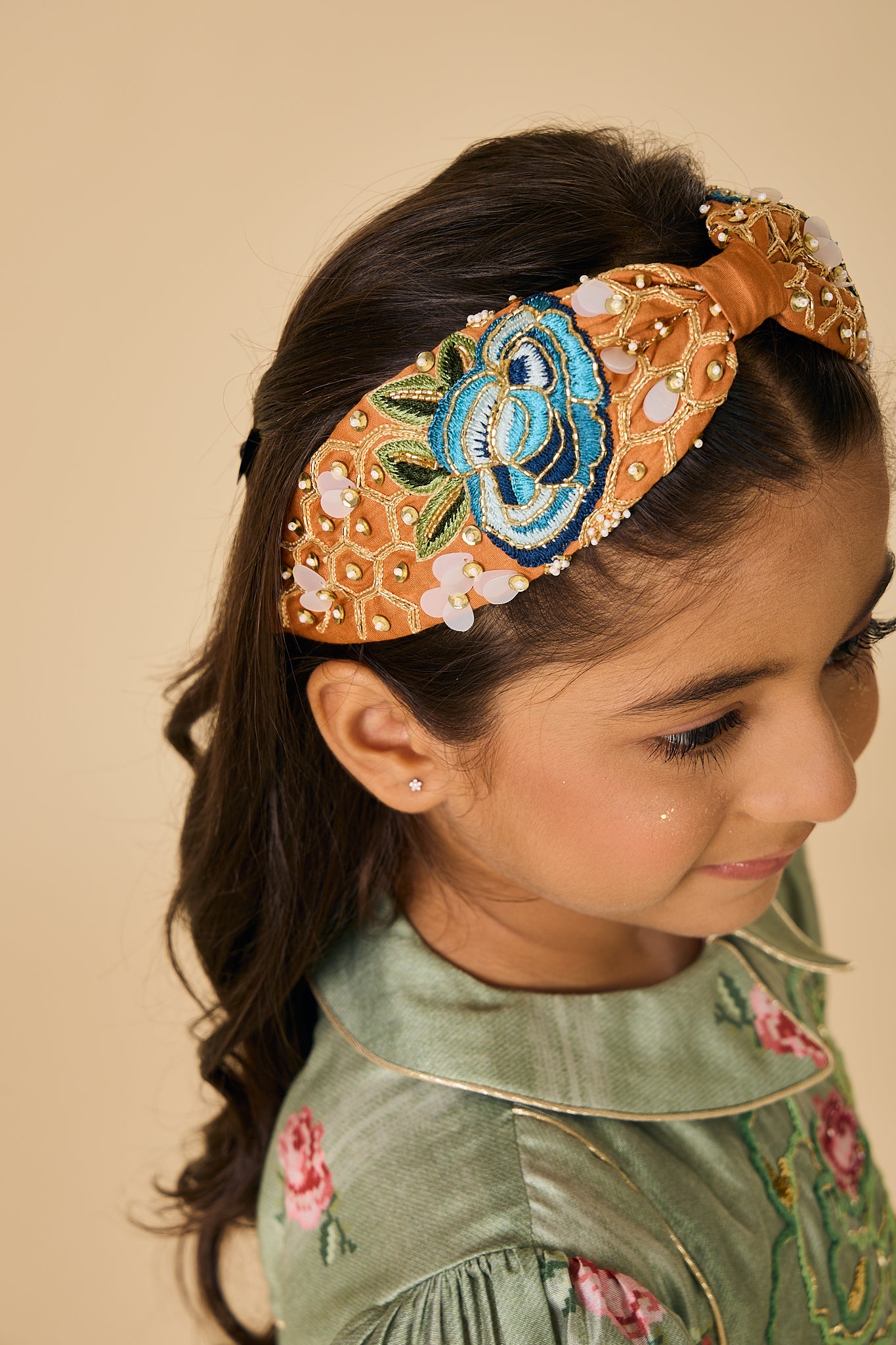 Tan rose embellished headband