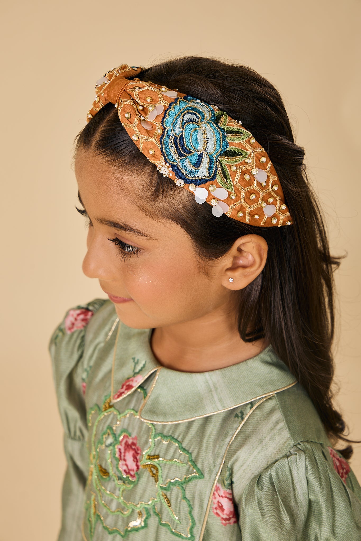 Tan rose embellished headband