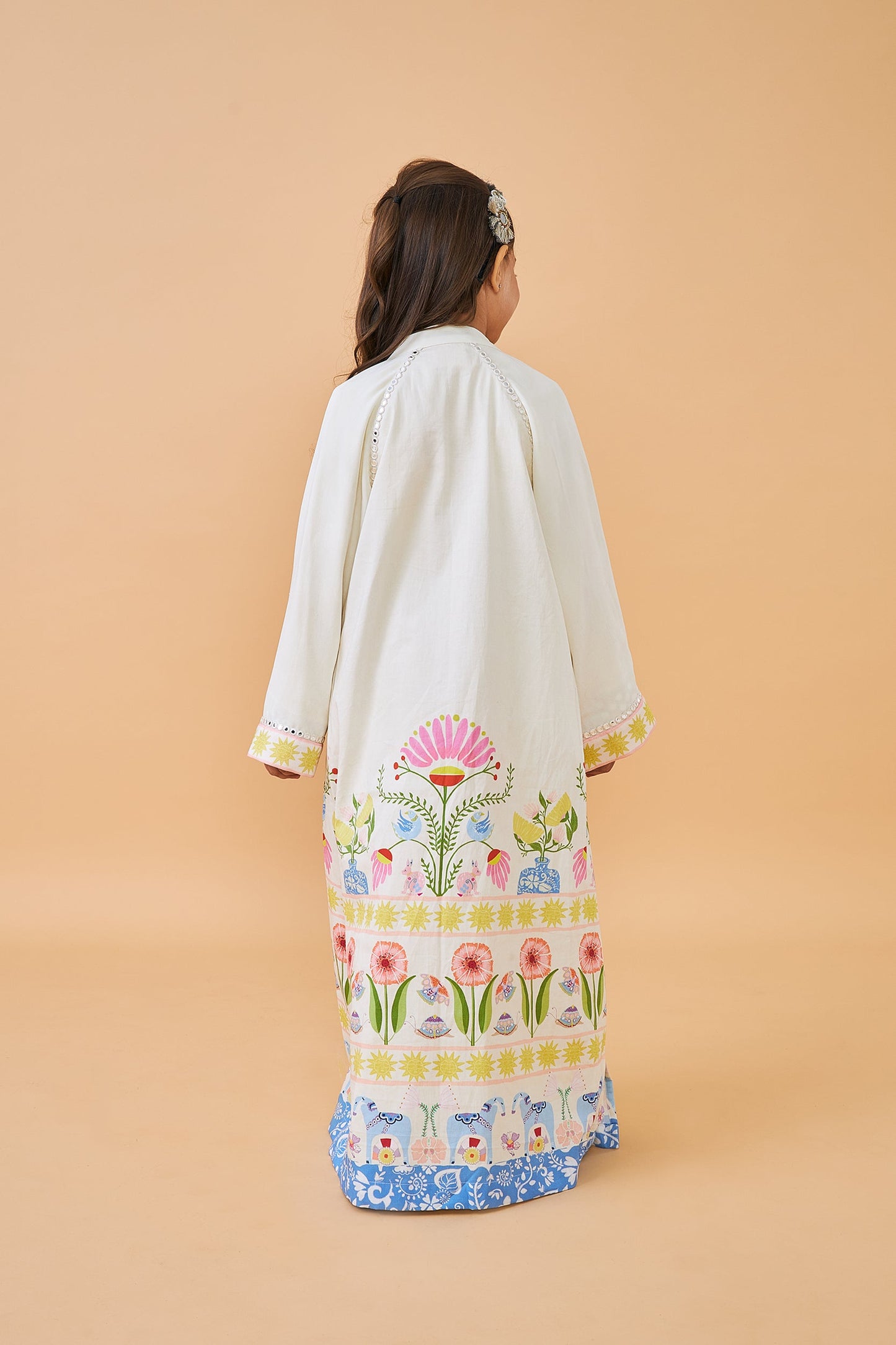 Poppy Yellow Girls Long Dress with Dala Coat