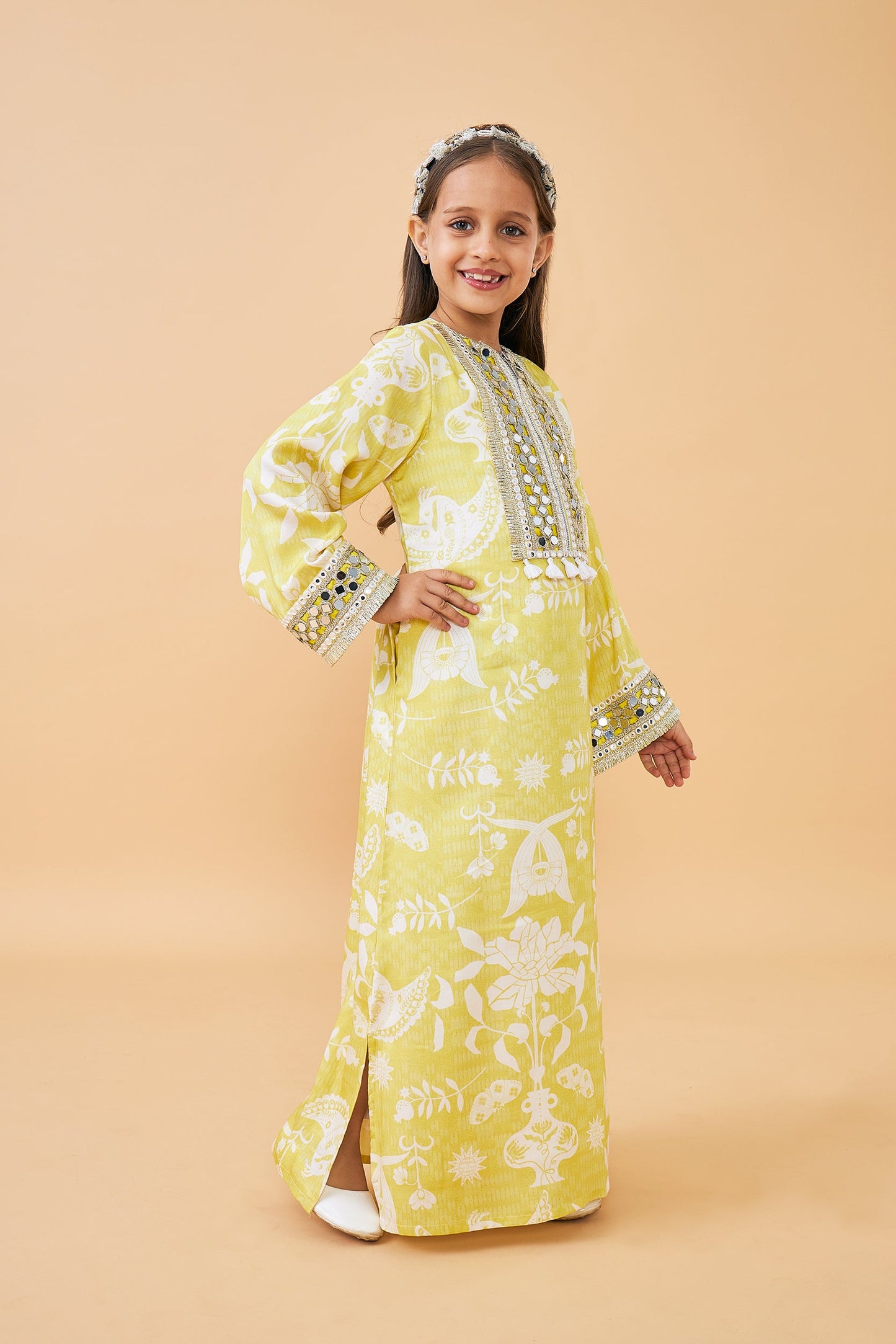 Poppy Yellow Girls Long Dress