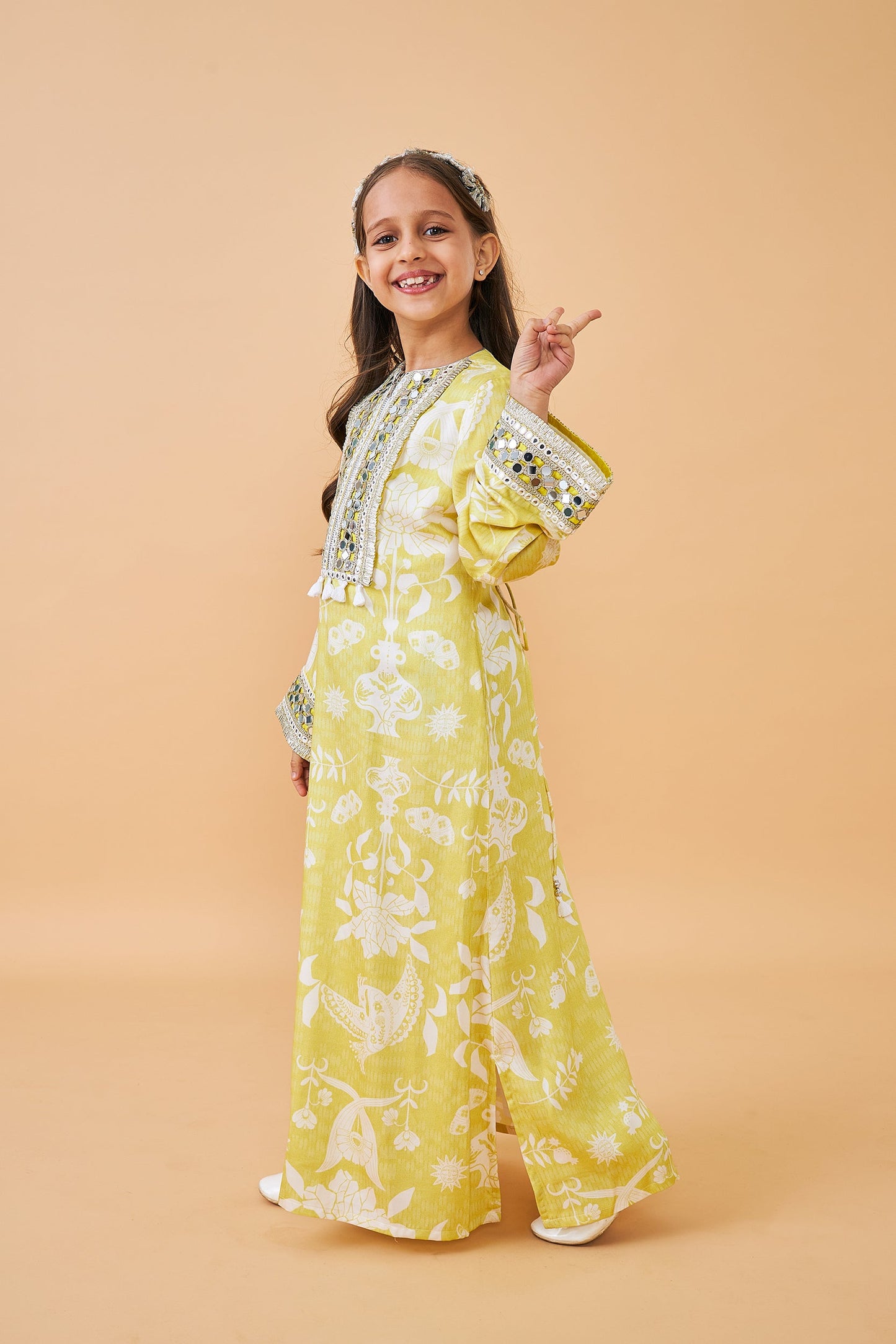 Poppy Yellow Girls Long Dress