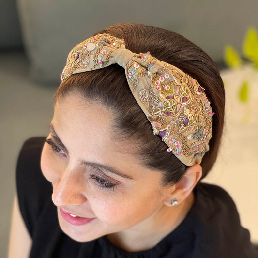 Yara OLIVE Embroidered Headband (Joey & Pooh X Payal Singhal)