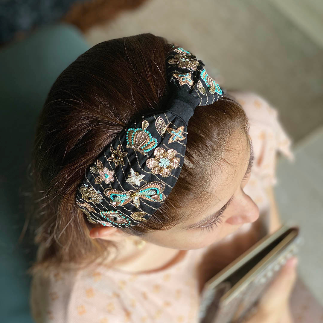 Charlotte Black Embellished Headband