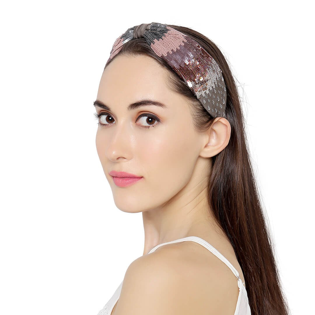 Serena Embroidered Headband Mauve