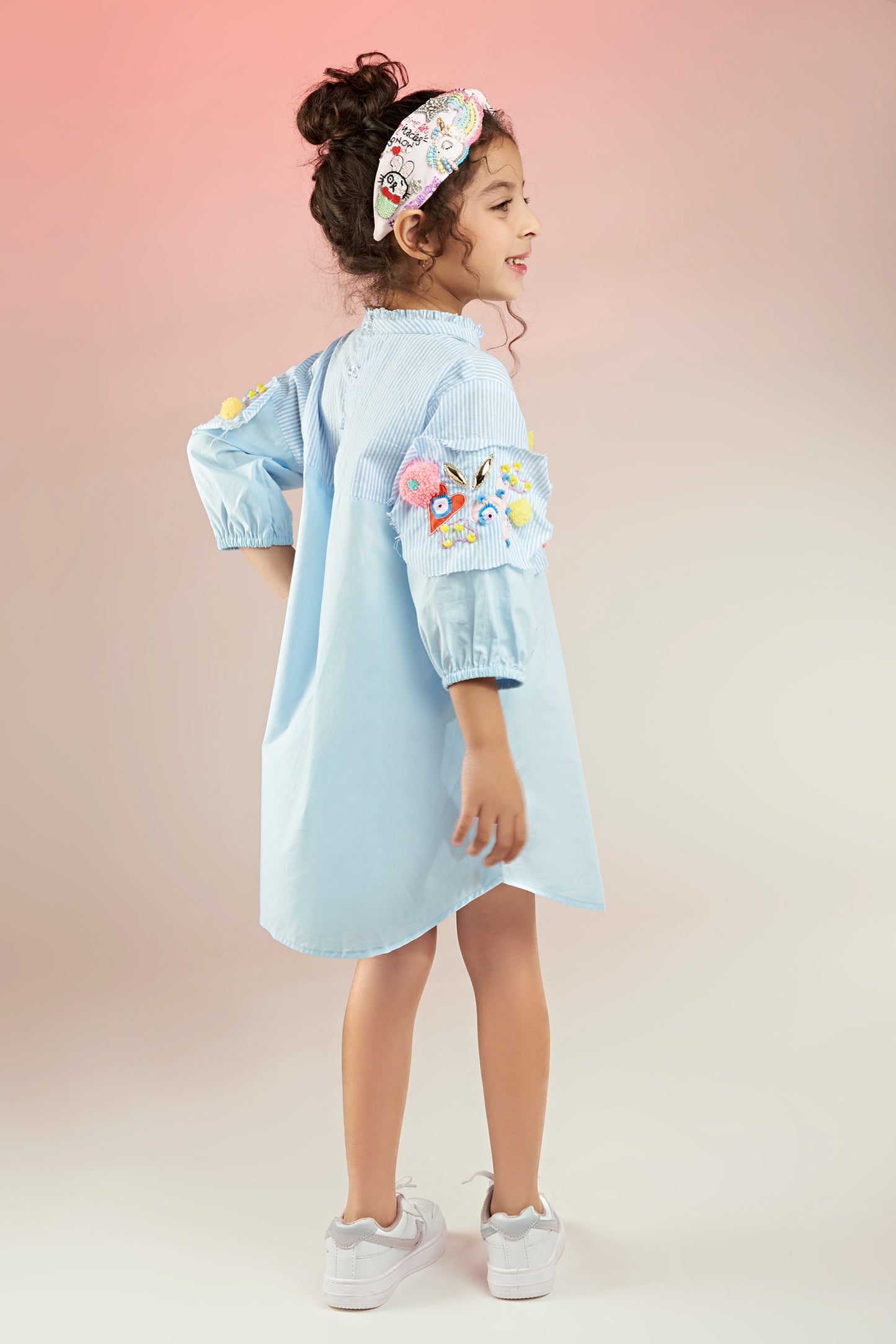 Fly High Embroidered Dress Mini For Kids - (Joey & Pooh)