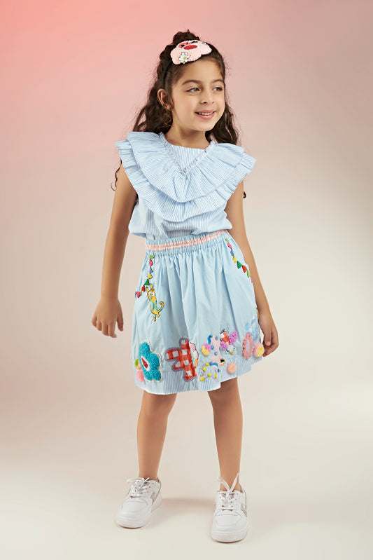Fly High Embroidered Skirt Co-ord Set Kids - Joey & Pooh