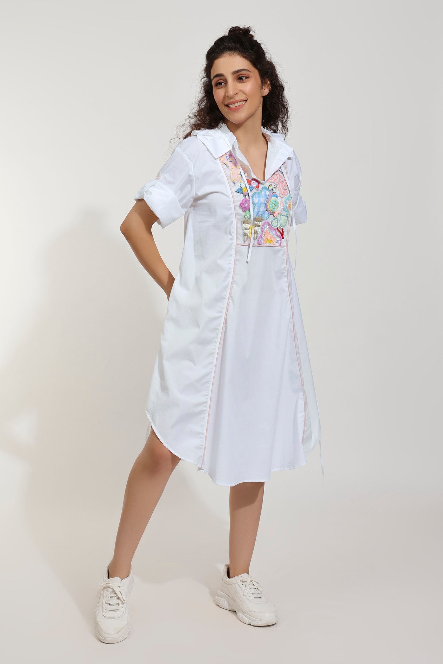Mad Maze Embroidered White Dress (Joey & Pooh)