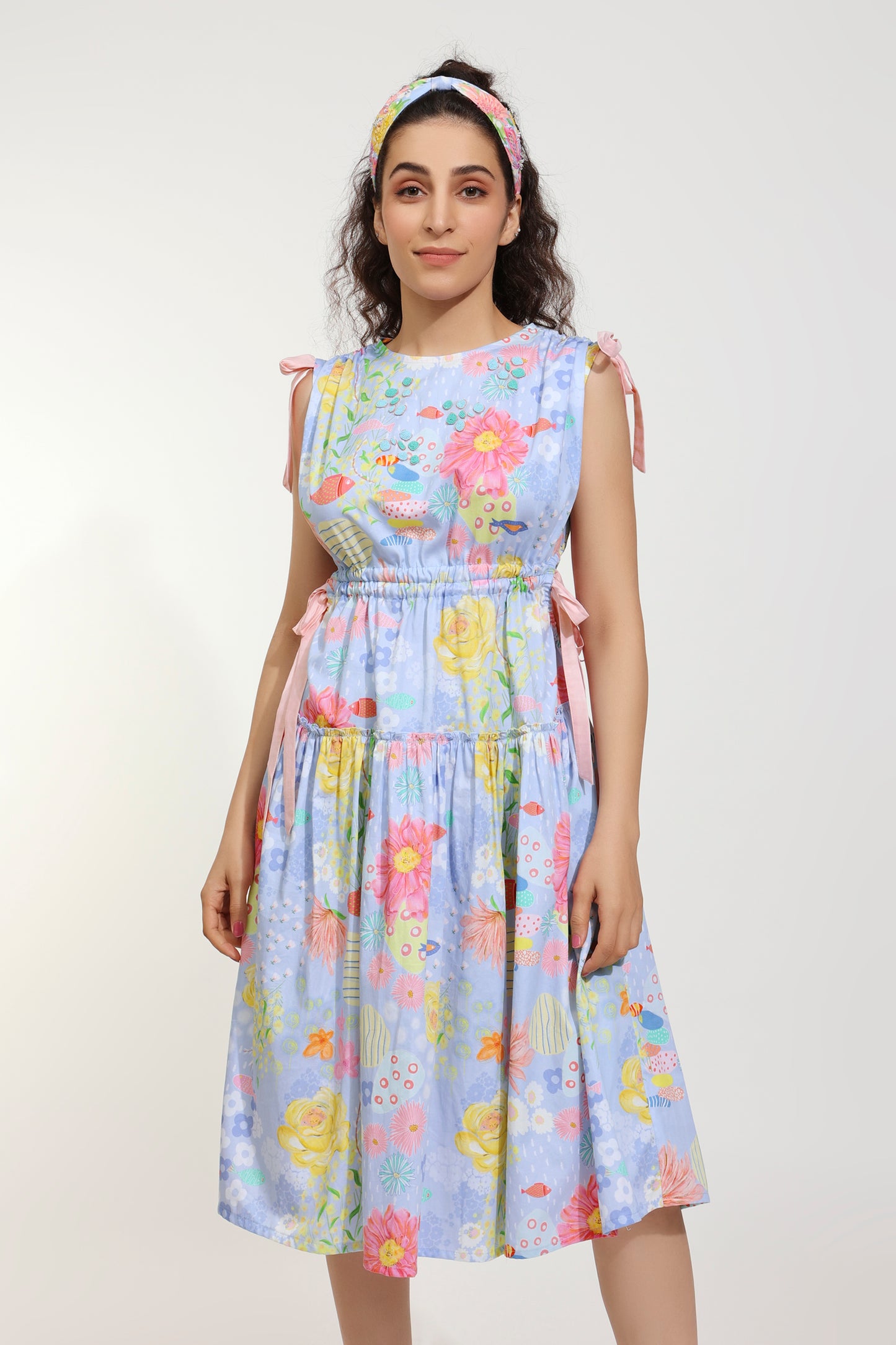 Dandy Bloom Embellished Printed Cut Out Dress (Joey & Pooh)