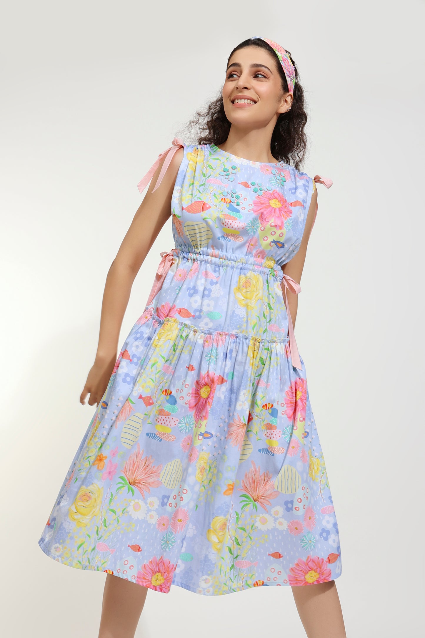 Dandy Bloom Embellished Printed Cut Out Dress (Joey & Pooh)