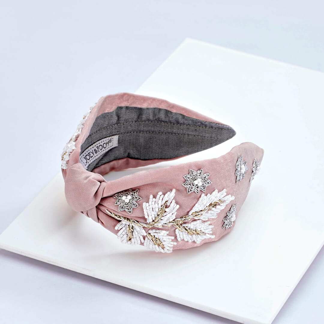 Claire Embroidered Headband Pink